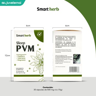 Foto 8 | Foto 8 | Smart Herb Paquete Sleep Pvm, Suplemento Alimenticio, 2 Piezas (30 Cápsulas C/u) Con Pasiflora, Valeriana Y Magnesio