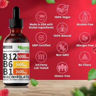 Foto 5 | Foto 5 | Gotas Líquidas de Vitamina B12 Nusava 5000 Mcg 4 Piezas- Venta Internacional