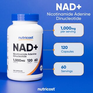 Foto 5 | Foto 5 | Suplemento Nutricost Nad+ 1000 Mg 120 Cápsulas Veganas Sin Gluten - Venta Internacional.