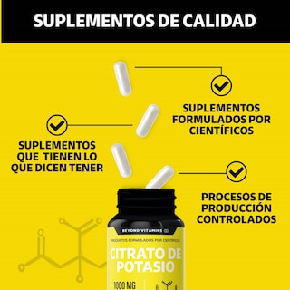 Foto 2 | Foto 2 | Suplemento Alimenticio Beyond Vitamins Citrato De Potasio 1000mg | Platano En Polvo, Curcuma Y Semilla De Uva 60 Cápsulas