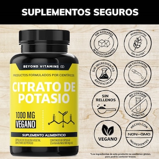 Foto 4 | Foto 4 | Suplemento Alimenticio Beyond Vitamins Citrato De Potasio 1000mg | Platano En Polvo, Curcuma Y Semilla De Uva 60 Cápsulas