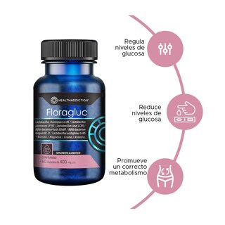 Foto 5 | Foto 5 | Probióticos Healthaddiction Floragluc con Biotina Magnesio y Cromo 60 Cápsulas Veganas