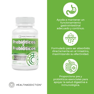 Foto 5 | Foto 5 | Probióticos y Prebióticos Healthaddiction Fórmula Avanzada con 4 Cepas 10 Billones de UFC 60 Cápsulas