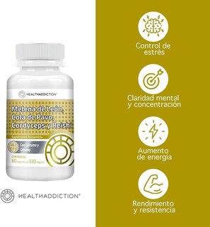 Foto 3 | Foto 3 | Melena de Leon Healthaddiction Cordyceps Cola de Pavo y Reishi 60 Cápsulas