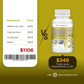 Foto 4 | Foto 4 | Melena de Leon Healthaddiction Cordyceps Cola de Pavo y Reishi 60 Cápsulas