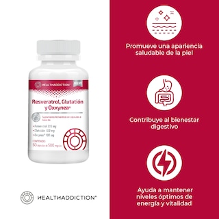 Foto 5 | Foto 5 | Suplemento Resveratrol Glutatión y Oxxynea Healthaddiction 60 Cápsulas