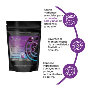 Foto 4 | Foto 4 | Colágeno Antioxidantes Vitaminas y Zinc Healthaddiction Glow Pack 30 Caja Colágeno Hidrolizado 300 mg