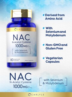 Foto 4 | Foto 4 | Suplemento Carlyle Nac N-acetil Cisteína 1000 Mg 80 Cápsulas - Venta Internacional.