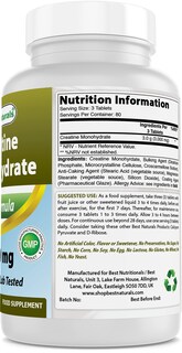 Foto 2 | Foto 2 | Suplemento Best Naturals de Monohidrato de Creatina 1000 mg 240 Comprimidos - Venta Internacional