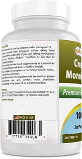 Foto 3 | Foto 3 | Suplemento Best Naturals de Monohidrato de Creatina 1000 mg 240 Comprimidos - Venta Internacional