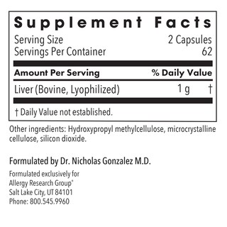 Foto 3 | Foto 3 | Suplemento Allergy Research Group, Hígado De Res, 1000 Mg, 125 Cápsulas - Venta Internacional.