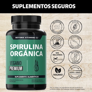 Foto 2 | Foto 2 | Suplemento Alimenticio Beyond Vitamins Spirulina Orgánica 180 Cápsulas