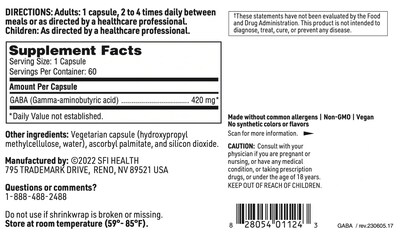 Foto 5 | Foto 5 | Suplemento Klaire Labs Gaba 420 Mg De Ácido Gamma-aminobutírico 60 Cápsulas - Venta Internacional.