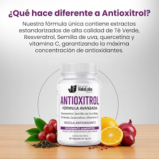 Foto 5 | Foto 5 | Suplemento Antioxitrol Nutrientes Vidalabs México Antioxidantes Premium Resveratrol