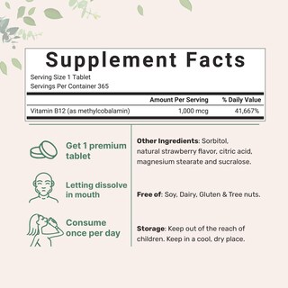Foto 2 | Foto 2 | Suplemento Vitamina B12 Microingredientes 1000 Mcg 365 Tabletas - Venta Internacional