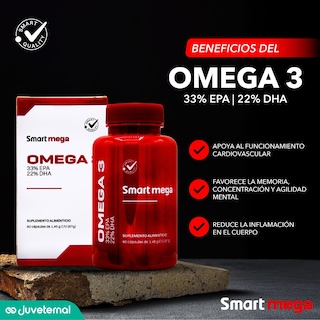 Foto 4 | Foto 4 | Suplemento Alimenticio Smart Mega OMEGA 3 con 33% EPA y 22% DHA 30 cápsulas Salud Cardiovascular y Cerebral