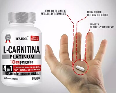 Foto 4 | Foto 4 | Testrol 4 en 1 L-Carnitina Platinum 1300 mg 90 Cápsulas