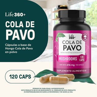 Foto 4 | Foto 4 | Cola De Pavo Life 360+ 120 Cápsulas Con Hongo Cola De Pavo