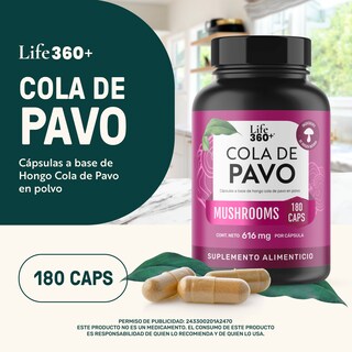 Foto 4 | Foto 4 | Cola De Pavo Life 360+ 180 Cápsulas Con Hongo Cola De Pavo