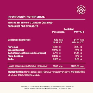 Foto 5 | Foto 5 | Cola De Pavo Life 360+ 180 Cápsulas Con Hongo Cola De Pavo