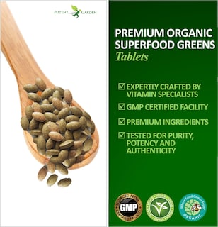 Foto 6 | Foto 6 | Suplemento Potent Garden Organic Superfood Greens, 60 Comprimidos - Venta Internacional.