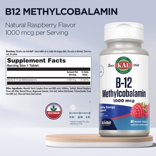 Foto 3 | Foto 3 | Suplemento Kal De Vitamina B12, Metilcobalamina, 1000 Mcg, 90 Tabletas - Venta Internacional.