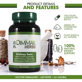 Foto 2 | Foto 2 | Suplemento De Salud Dimmak Herbs Kidney Sure 100 Cápsulas 400 Mg - Venta Internacional.