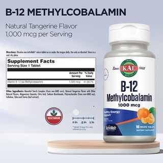 Foto 3 | Foto 3 | Suplemento Kal De Vitamina B12, Metilcobalamina, 1000 Mcg, 90 Tabletas - Venta Internacional.