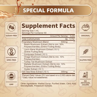 Foto 6 | Foto 6 | Suplemento B Beworths Lion's Mane Mushroom Con Musgo Marino, 60 Ml - Venta Internacional.