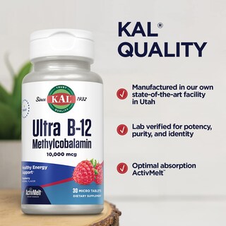 Foto 5 | Foto 5 | Suplemento Kal Ultra B12 De Metilcobalamina 10,000 Mcg 30 Tabletas - Venta Internacional.