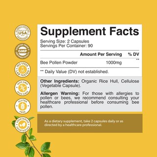 Foto 2 | Foto 2 | Suplemento De Polen De Abeja Artesanal De Natures, 1000 Mg, 90 Porciones - Venta Internacional.