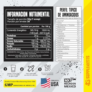 Foto 3 | Foto 3 | 43 Proteina Zero Hidrolizada 1 Kg Pay De Mora 43 Supplements