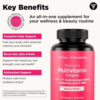 Foto 4 | Foto 4 | Multivitamínico Vital Vitamins Para Mujer Con Multicolágeno 60 Cápsulas - Venta Internacional.