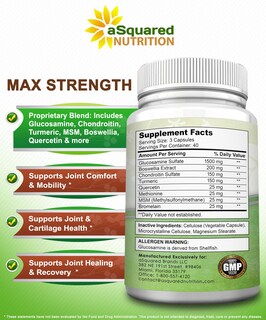 Foto 6 | Foto 6 | Suplemento De Apoyo Para Las Articulaciones Asquared Nutrition 120 Cápsulas - Venta Internacional.