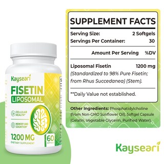 Foto 2 | Foto 2 | Suplementos Kayseari Fisetin 1200 Mg Liposomal 98% Puro 60 Cápsulas - Venta Internacional.