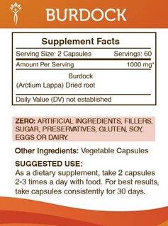Foto 3 | Foto 3 | Suplemento Secrets Of The Tribe Burdock 120 Cápsulas 1000 Mg - Venta Internacional.