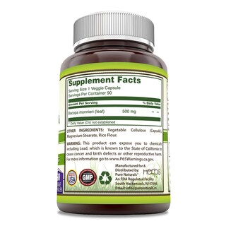 Foto 3 | Foto 3 | Suplemento Pure Naturals Bacopa 500 Mg 90 Cápsulas Vegetarianas - Venta Internacional.