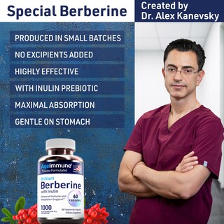 Foto 4 | Foto 4 | Suplemento Ageimmune Berberine 1000 Mg Con Prebiótico De Inulina - Venta Internacional.