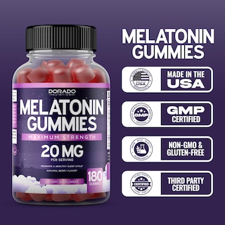 Foto 4 | Foto 4 | Gomitas De Melatonina Dorado Nutrition 20 Mg Para Adultos (180 Unidades) - Venta Internacional.