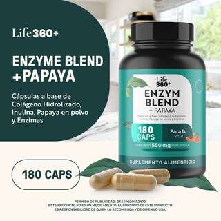 Foto 5 | Foto 5 | Enzym Blend Life 360+ 180 Cápsulas Bromelina Papaína Lipasa