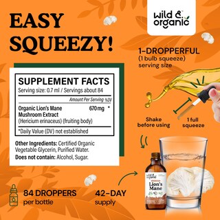 Foto 3 | Foto 3 | Lions Mane Liquid Drops Wild & Organic Brain Support 60 Ml - Venta Internacional.