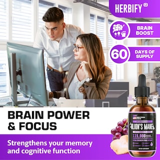 Foto 2 | Foto 2 | Suplemento Herbify Lions Mane Tincture De 120 Ml Para Memoria Y Concentración - Venta Internacional.