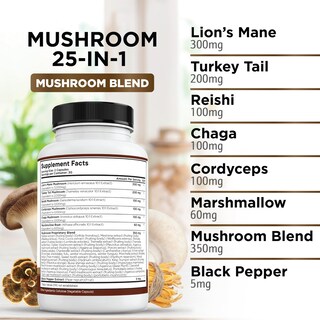 Foto 3 | Foto 3 | Suplemento Liberty Lifestyle Lifestyle Lions Mane Hongo Con Cola De Pavo Reishi Cordyceps Chaga - Venta Internacional.