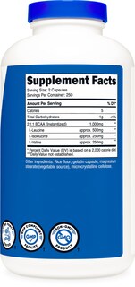 Foto 5 | Foto 5 | Suplemento Nutricost Bcaa 1000 Mg 500 Cápsulas (250 Dosis) - Venta Internacional.
