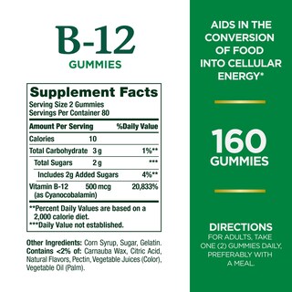 Foto 2 | Foto 2 | Suplemento: Gomitas De Vitamina B12 De Nature's Bounty, 500 Mcg, 160 Unidades - Venta Internacional.