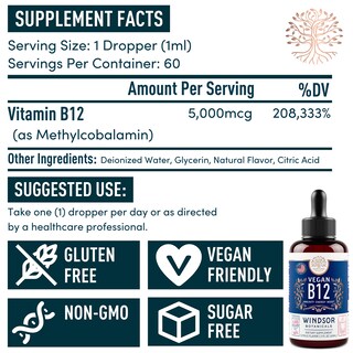 Foto 5 | Foto 5 | Vitamina B12 Líquida Windsor Botanicals Max Strength 5000 mcg - Venta Internacional