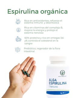 Foto 4 | Foto 4 | Alga Espirulina Cápsulas Hadosbiotec Pack 3 Piezas 100 Cápsulas 50 G C/u Ingredientes Naturales 100% Alga Espirulina Maxima Sin