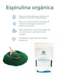 Foto 4 | Foto 4 | Alga Espirulina En Polvo Hadosbiotec Pack 3 Piezas 100 G C/u Ingredientes Naturales 100% Alga Espirulina Sin Conservadores
