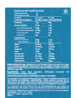 Foto 6 | Foto 6 | Alga Espirulina En Polvo Hadosbiotec Pack 3 Piezas 100 G C/u Ingredientes Naturales 100% Alga Espirulina Sin Conservadores