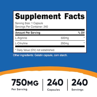 Foto 2 | Foto 2 | Suplemento Nutricost Complejo De L-arginina L-citrulina 750 Mg - Venta Internacional.